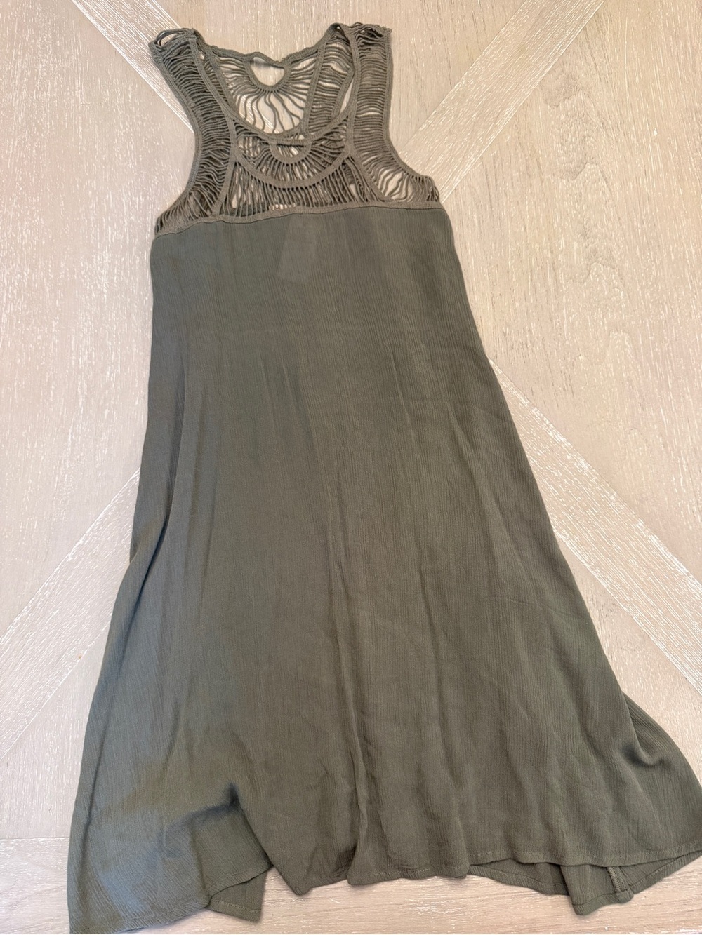 Hollister Olive Green Macramé-Back Midi Dress
